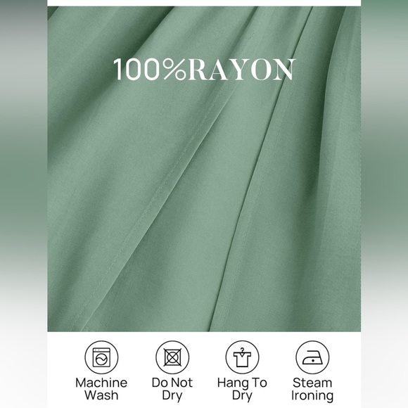 Boho Off-Shoulder Long Sleeve A-line Long Maxi Dress - Sz L (US 12-14) Green - Picture 7 of 7